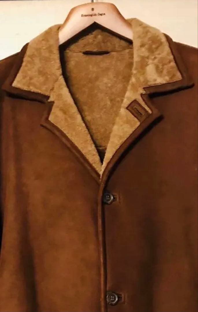 【値下げ】エルメネジルド　ゼニア　ムートンコート　ブラウン