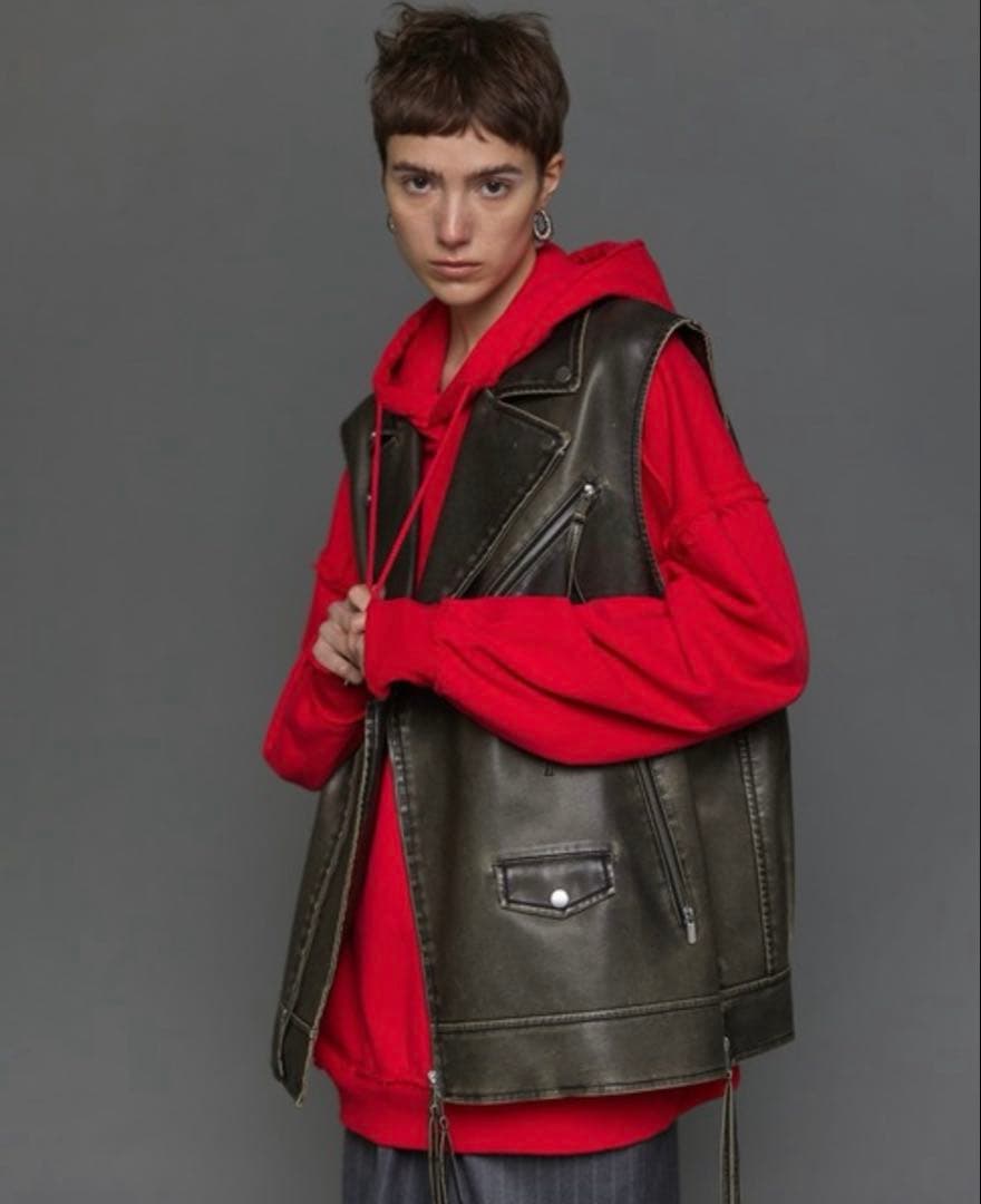 MAISON SPECIAL ヴィーガンレザーライダースジレ