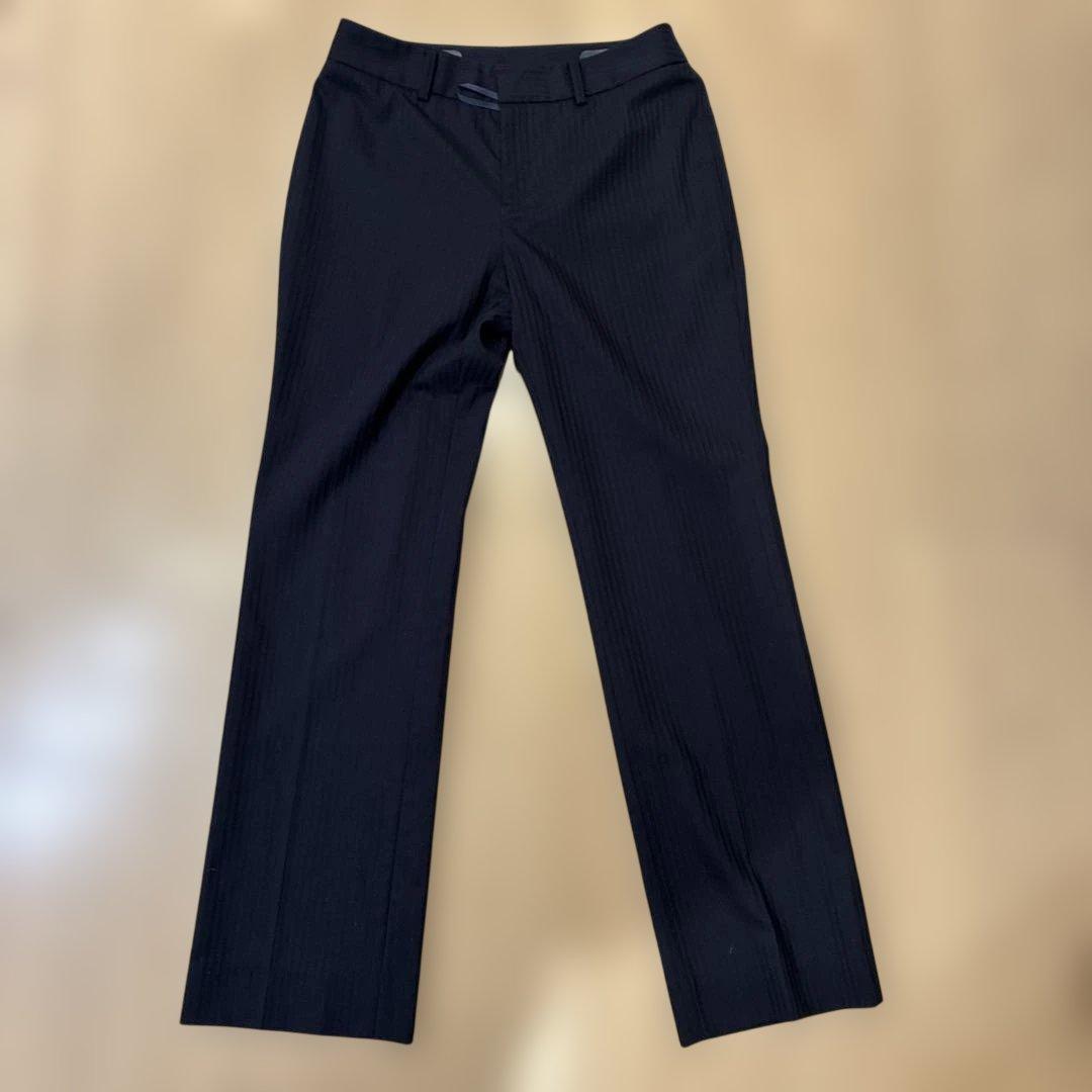 【極美品】LES MUES 　パンツスーツ　プレシャスストレッチ　ストライプ黒