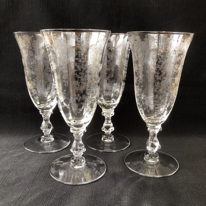 ケンブリッジ　ローズポイントのジュース　シャンパングラス4脚