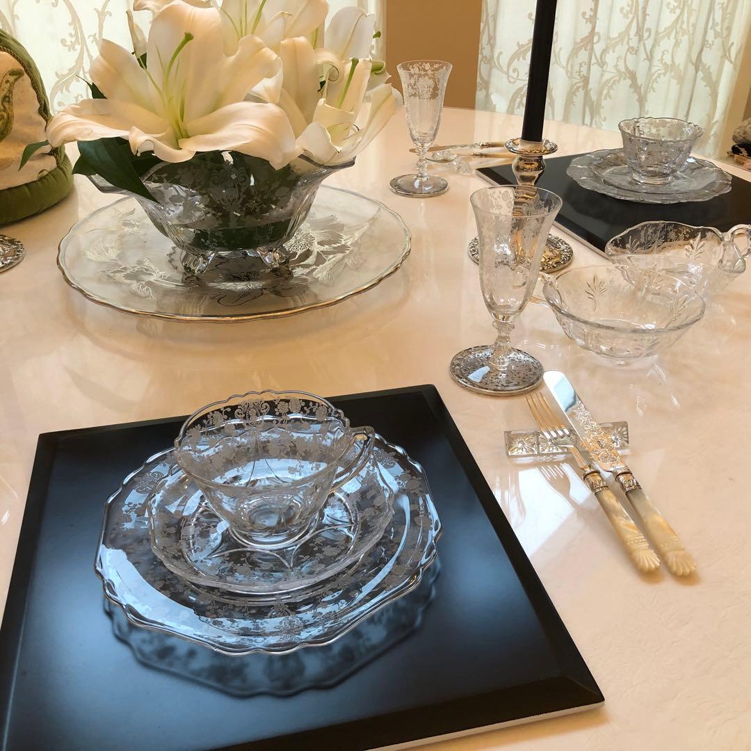 ケンブリッジ　ローズポイントのジュース　シャンパングラス4脚