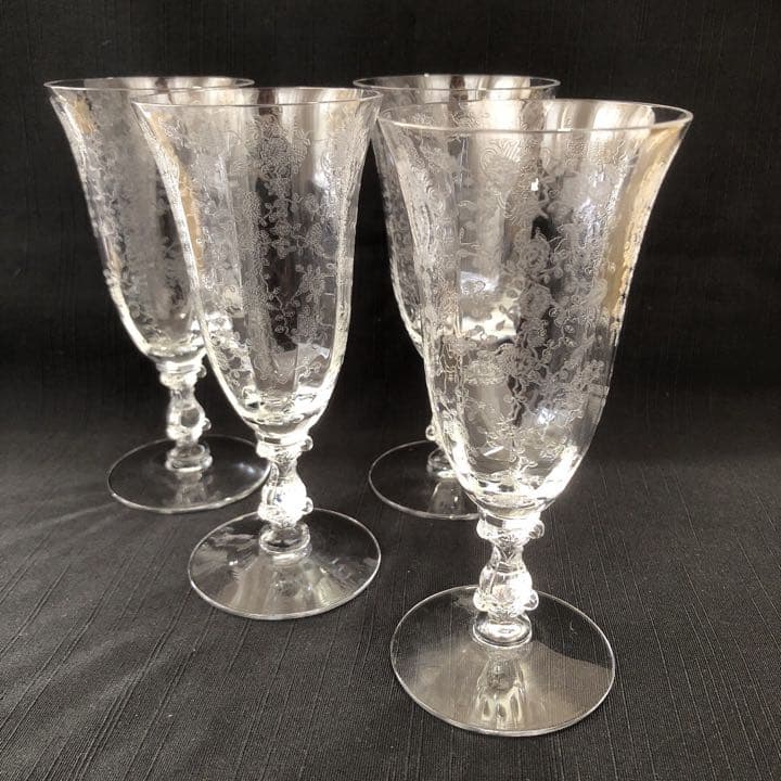 ケンブリッジ　ローズポイントのジュース　シャンパングラス4脚