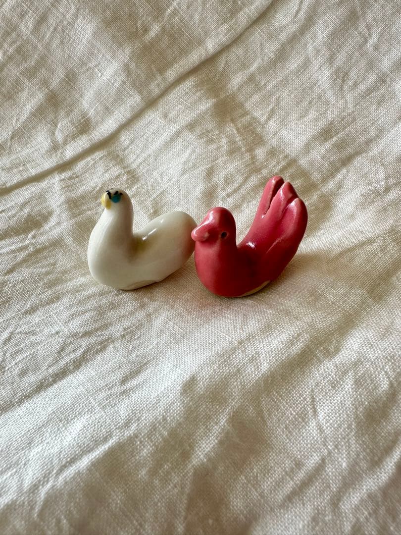 石木文　白鳥スワン　ピンク小鳥