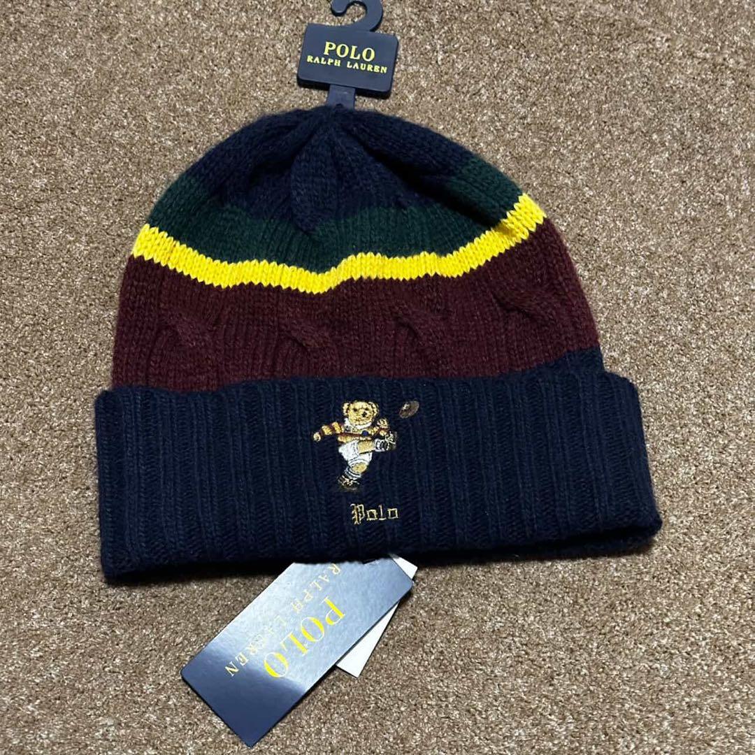 POLO RALPH LAUREN ポロベア ニット帽 ネイビー マルチカラー