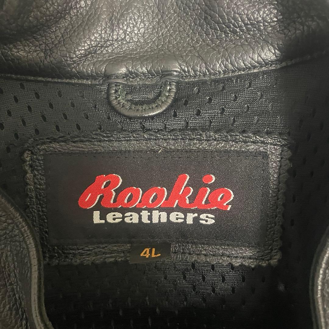 希少サイズ Rookie Leathers シングル ライダース 4L 牛革
