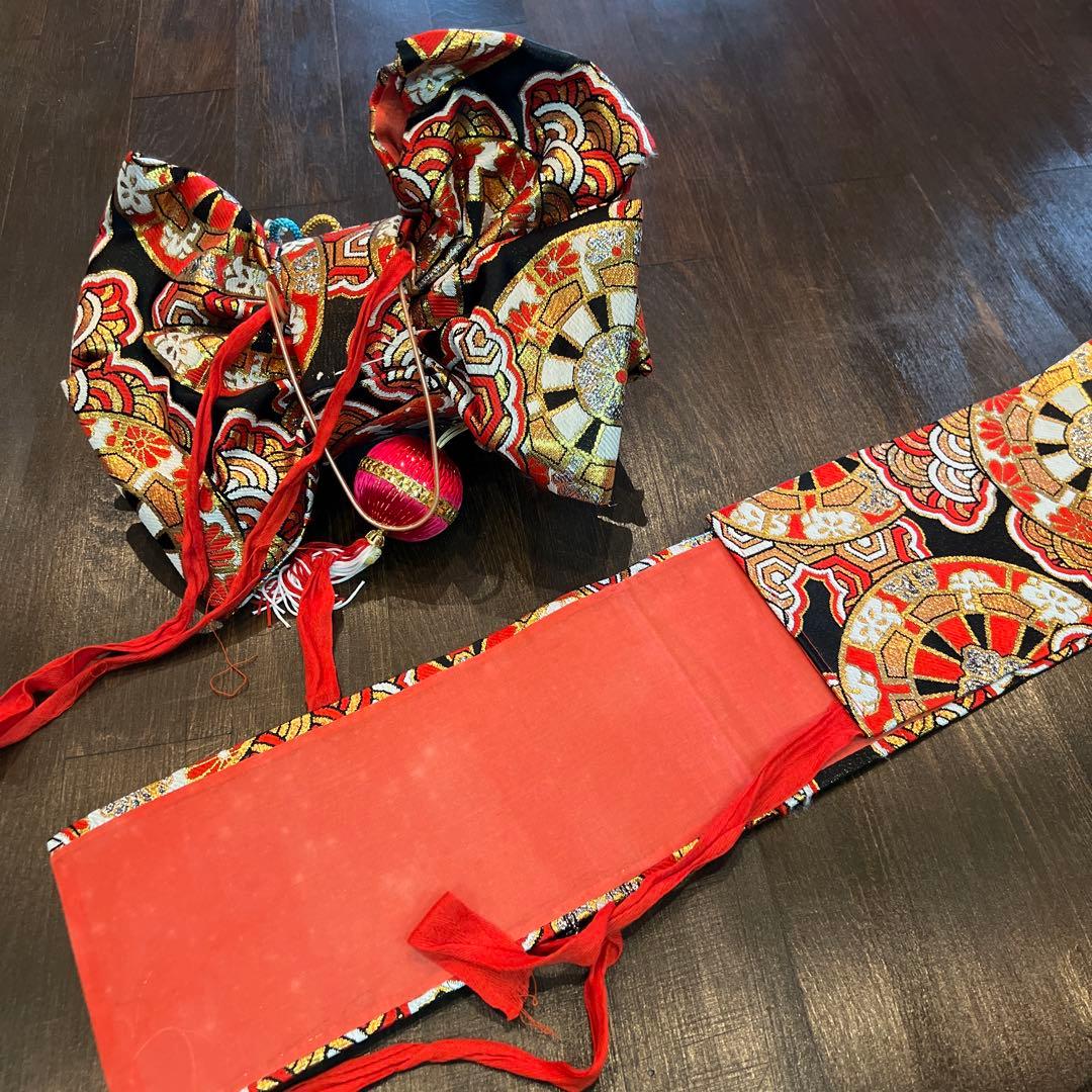 アンティーク 大正ロマン 七五三 七歳 着物 作り帯 小物一式 フルセット 白