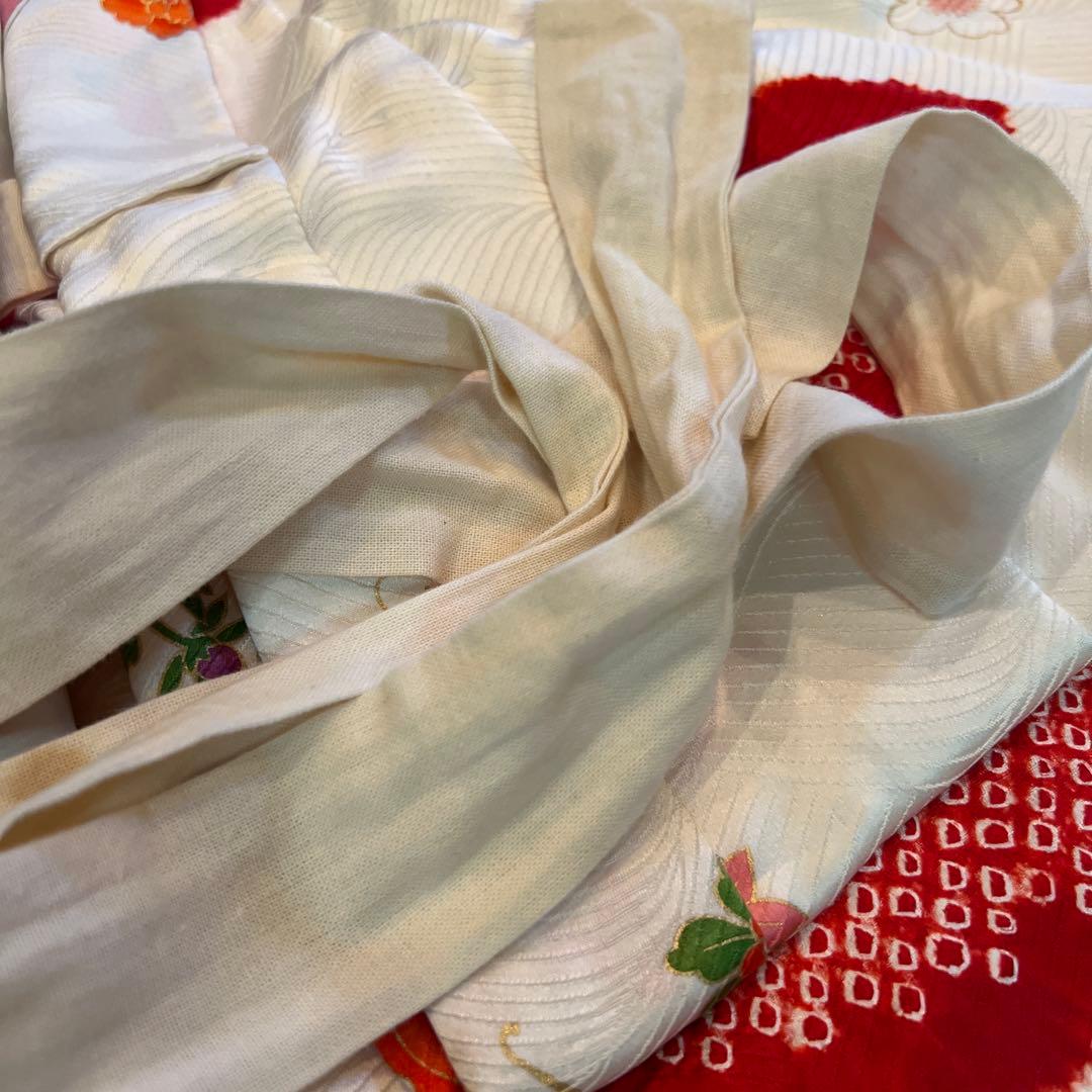 アンティーク 大正ロマン 七五三 七歳 着物 作り帯 小物一式 フルセット 白