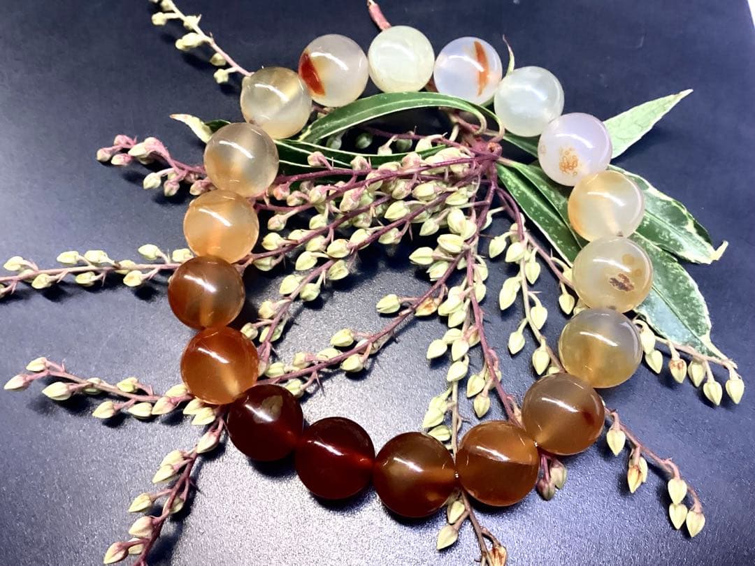 ✳限定1点物‼️ 霊峰*月山瑪瑙ブレスレット　身近な御守り　鑑別書付の本物無垢‼️