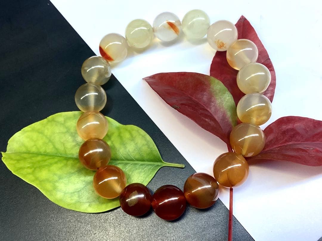 ✳限定1点物‼️ 霊峰*月山瑪瑙ブレスレット　身近な御守り　鑑別書付の本物無垢‼️