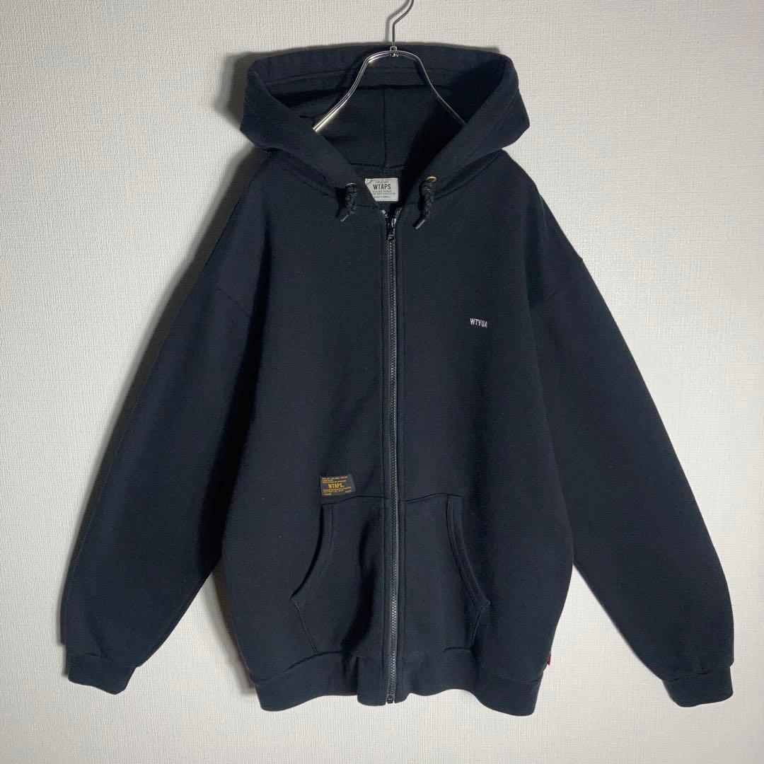 WTAPS プルオーバーパーカー 刺繍ロゴ 黒 S.