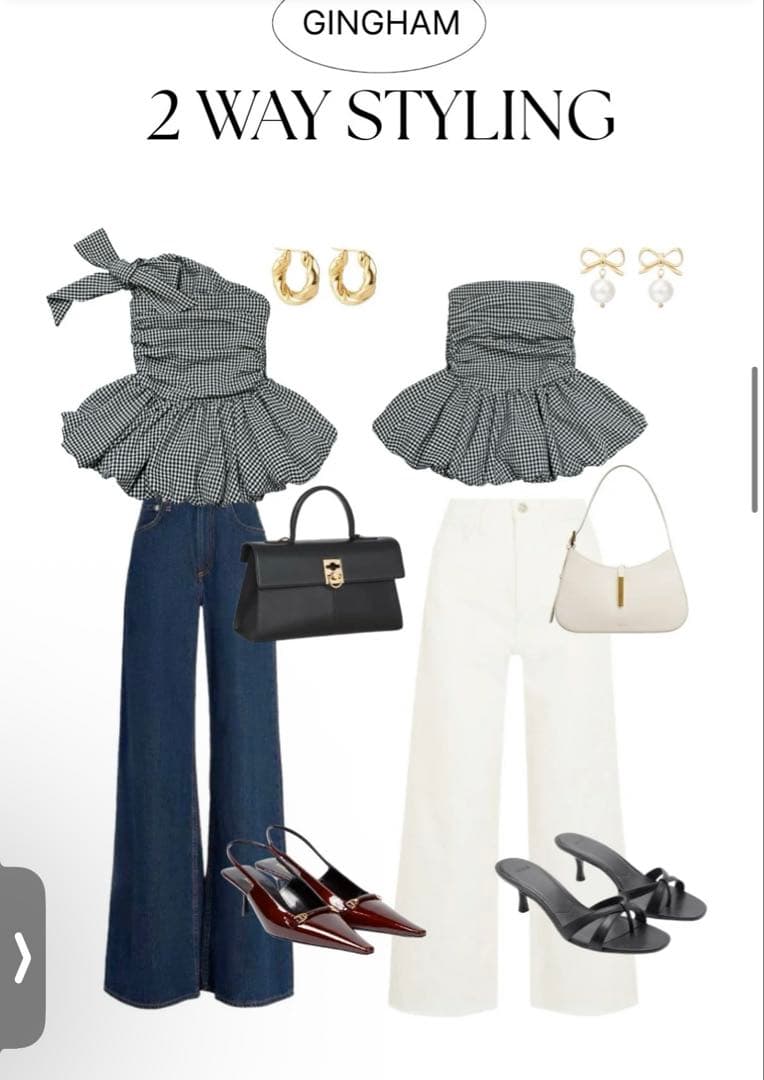 新品RANCLIC 2way ribbon peplum top GINGHAM