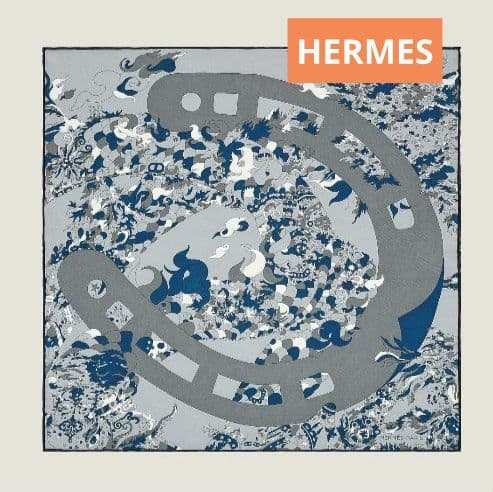 美品・box付【HERMES】ガヴロッシュ ブルー カレ45 エルメス スカーフ