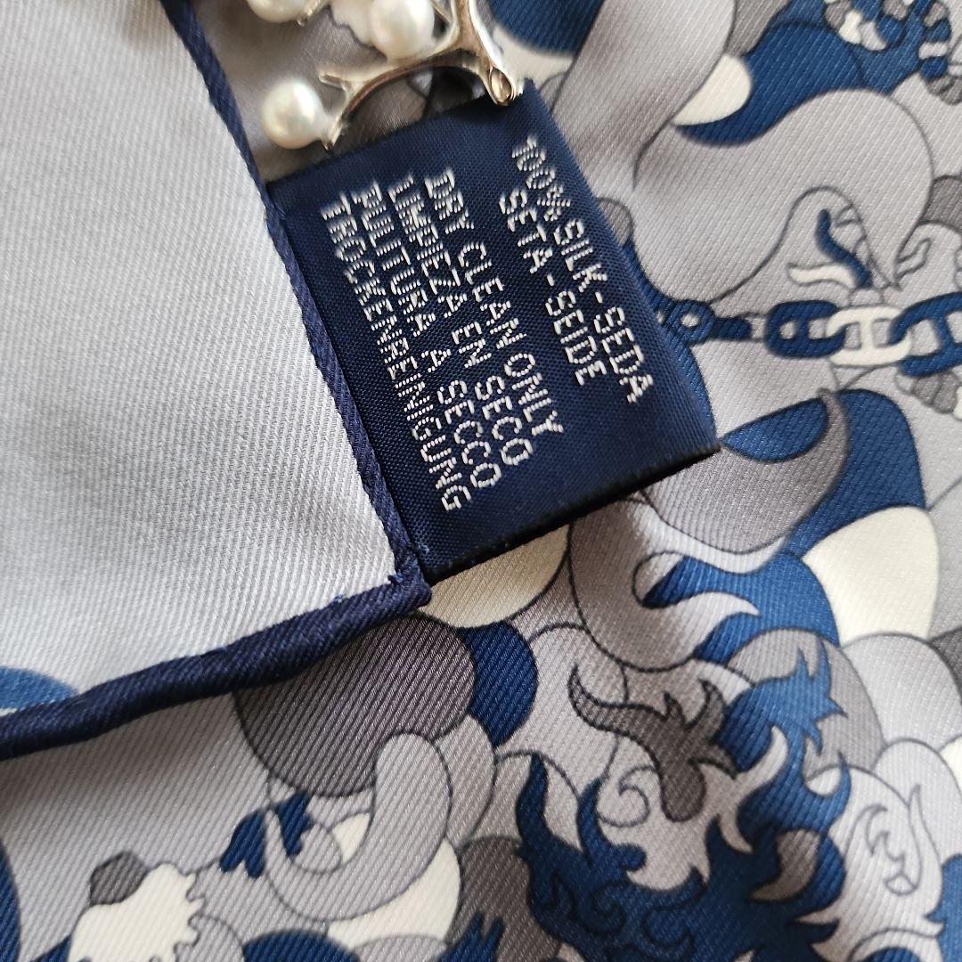 美品・box付【HERMES】ガヴロッシュ ブルー カレ45 エルメス スカーフ