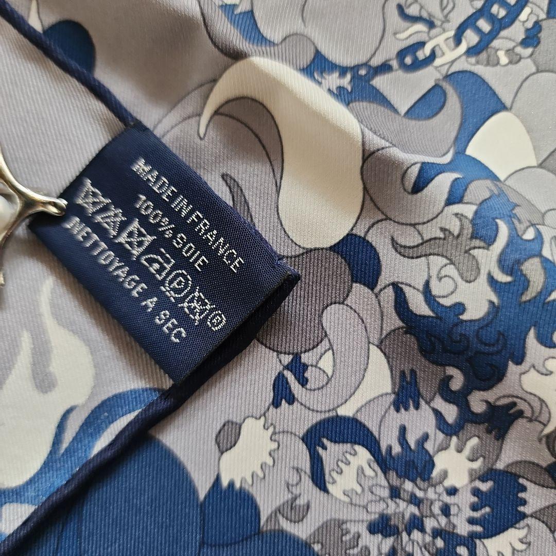 美品・box付【HERMES】ガヴロッシュ ブルー カレ45 エルメス スカーフ