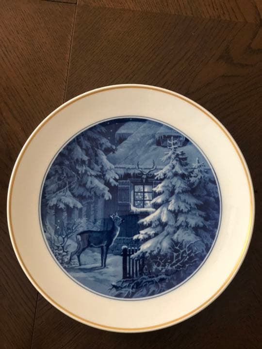 Meissenマイセン◆イヤープレート1955年「狩人の家と鹿」