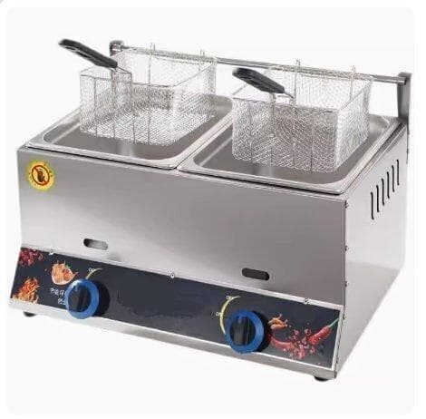 大型ガスフライヤー 8L+8Lダブルシリンダー LPガス用