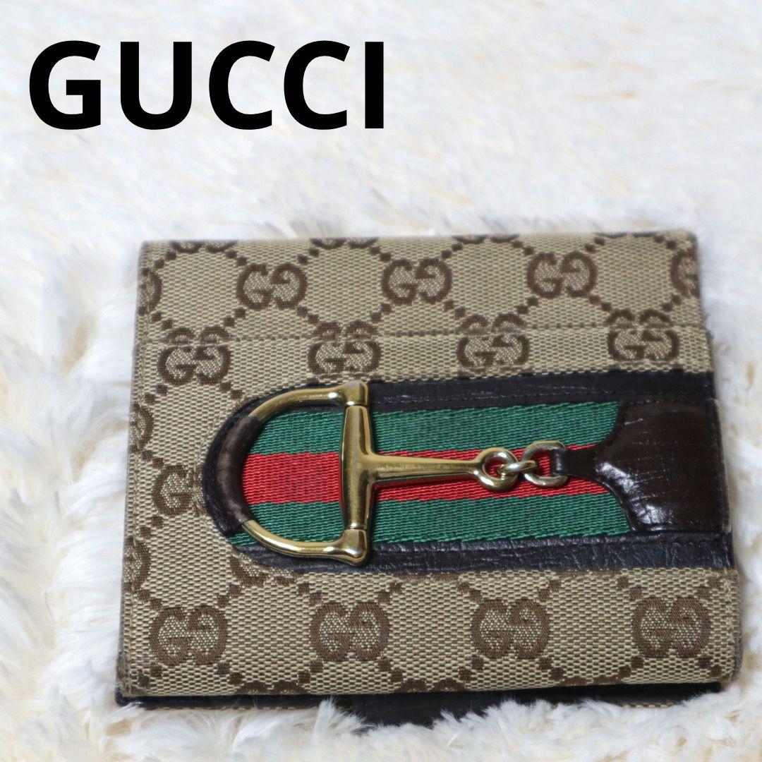 Gucci GG　二つ折り財布　ホースビット　シェリーライン