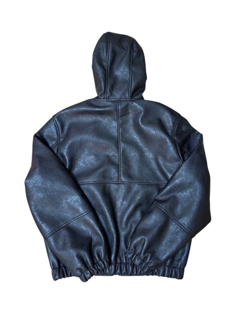 新品未使用 フェイクレザー フーデッド ジャケット Sサイズ
