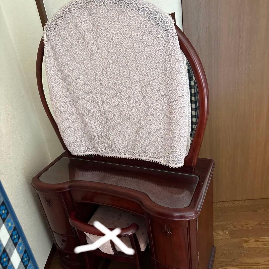 角元産業（株）高級アンティークドレッサー　面取りミラー　昭和ヴィンテージ