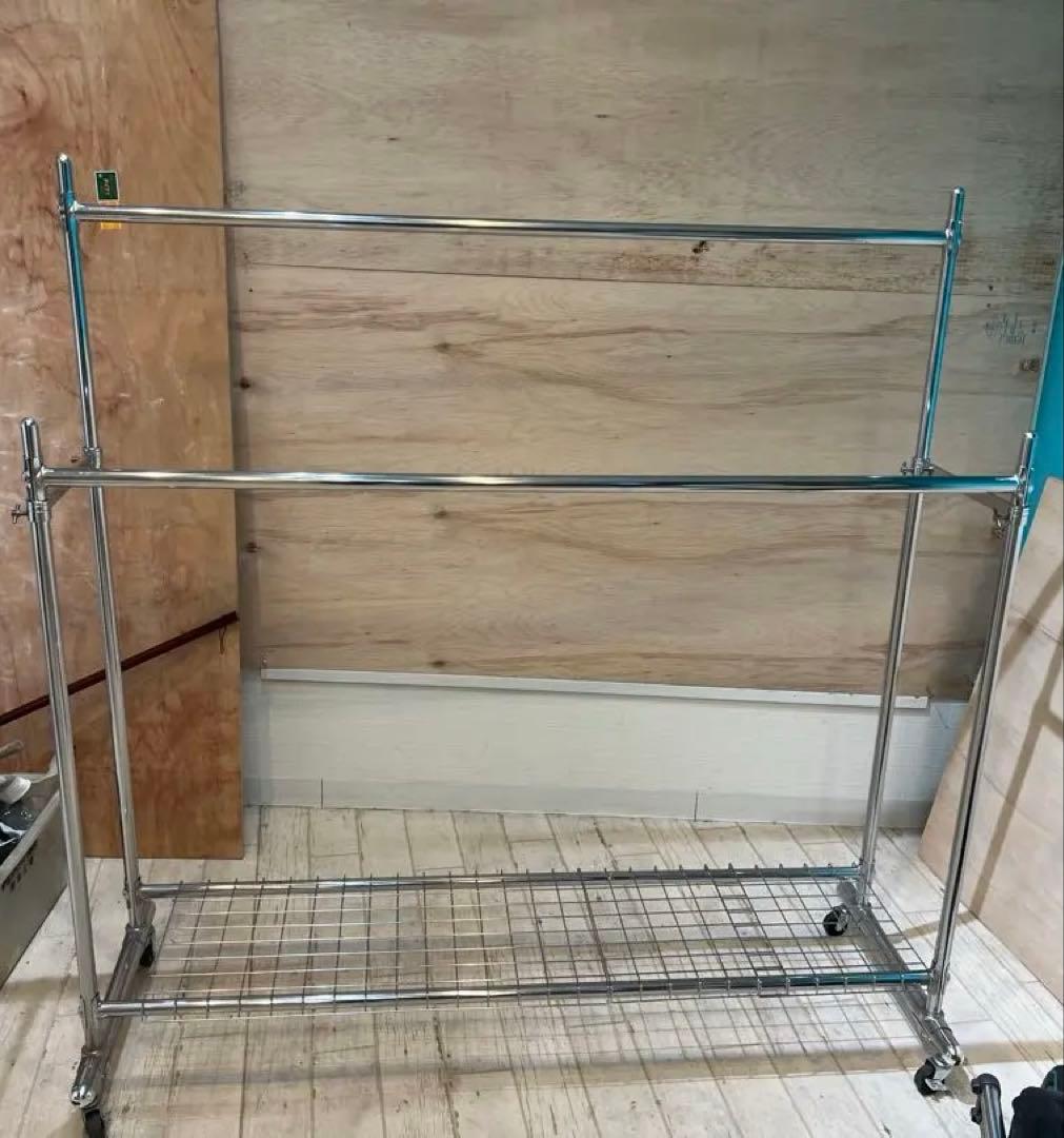 業務用 スチール製衣類ラック 幅138cm 高さ調節可能