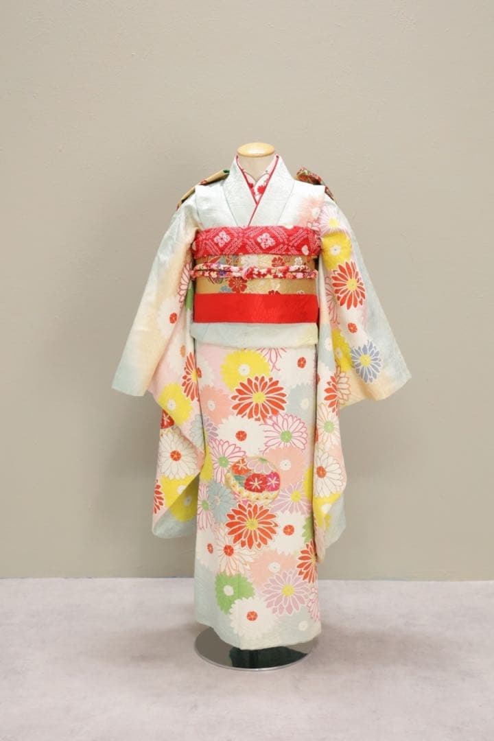 七五三　七歳　正絹　着物、長襦袢&小物4点セット