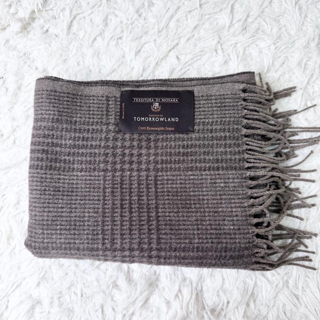 【極上級】トゥモローランド × ゼニア シルク100% マフラー 千鳥格子柄