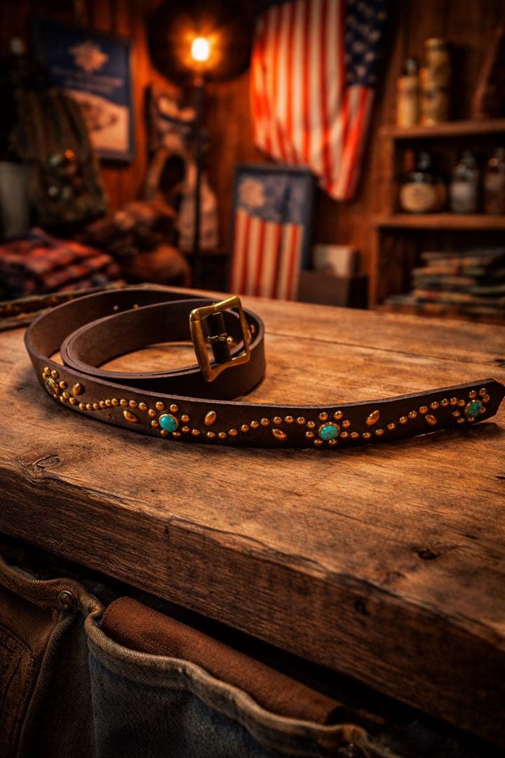 スタッズ　ナローベルト　HTC CALEE ウルフズヘッド