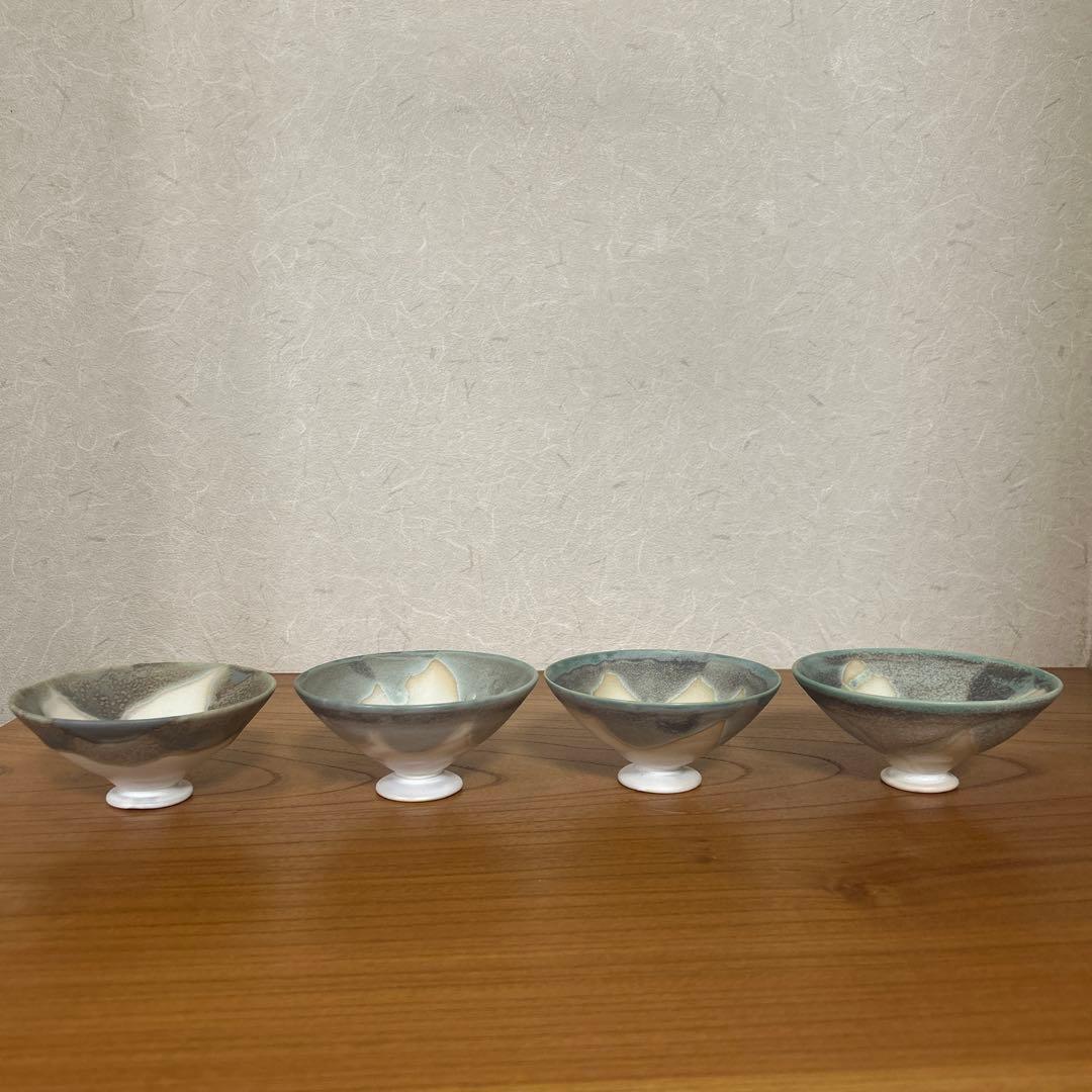 【美品】降幡未来　陶器　脚付デザートボウル　コンポート皿　4個セット販売