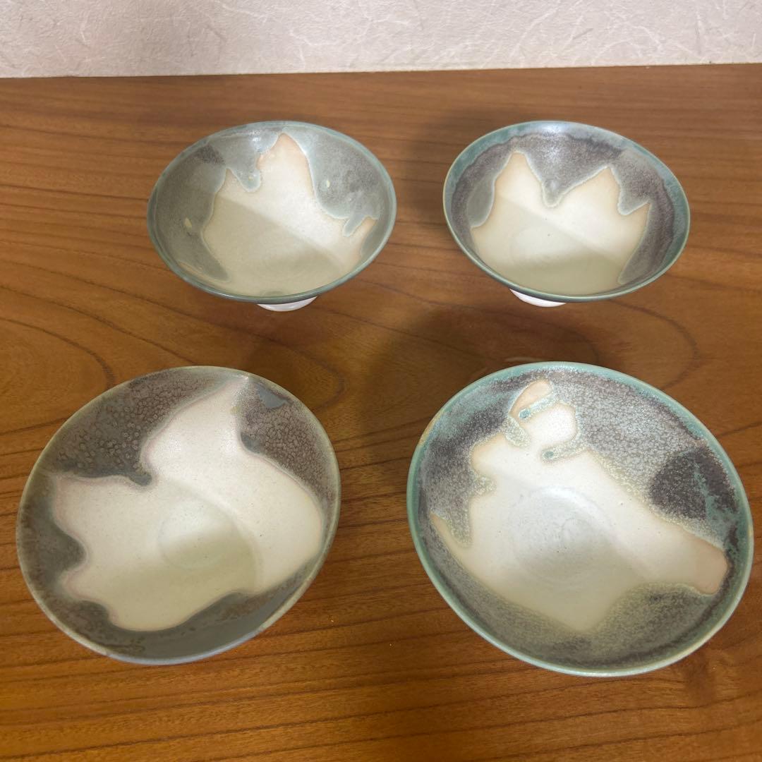 【美品】降幡未来　陶器　脚付デザートボウル　コンポート皿　4個セット販売