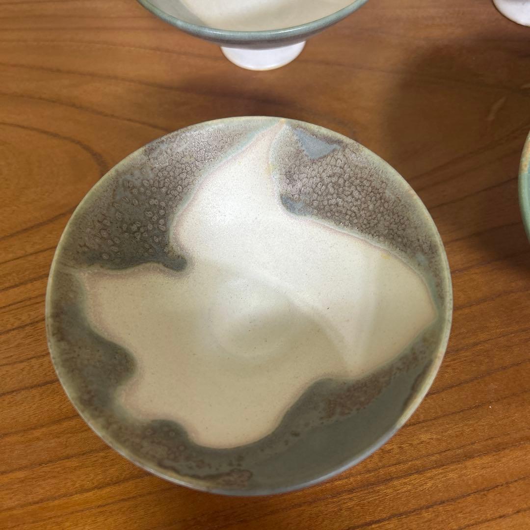 【美品】降幡未来　陶器　脚付デザートボウル　コンポート皿　4個セット販売