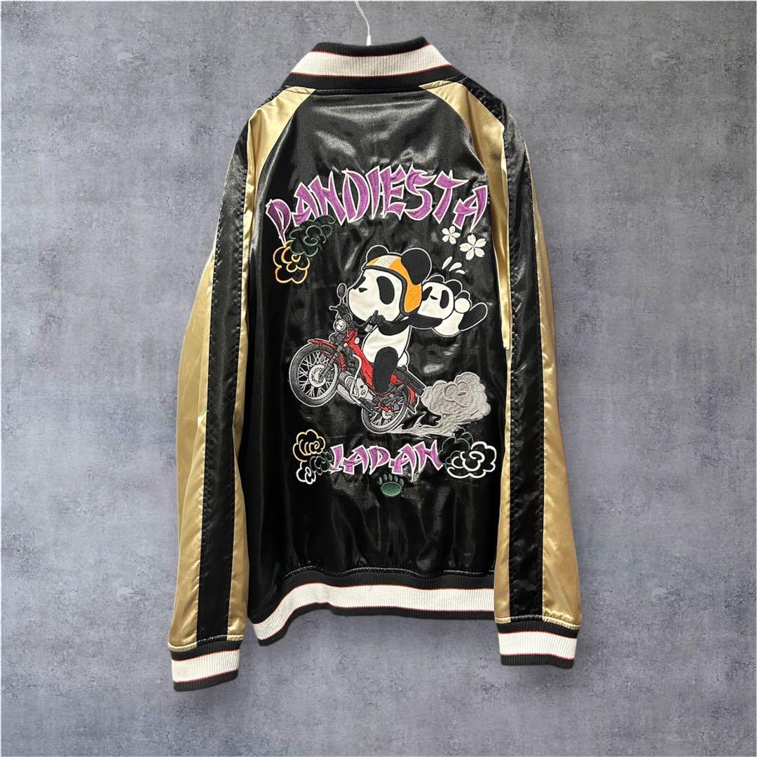✨PANDIESTA JAPAN✨スカジャン パンダライダー 刺繍 黒 金