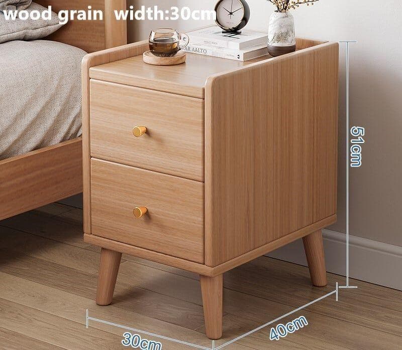 ベッド サイドテーブル 木目調 2段 引き出し エレガント おしゃれ 収納