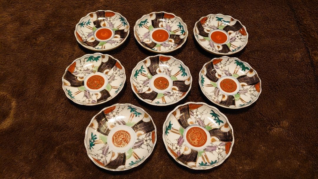 古伊万里　伊万里　色絵　金襴手　豆皿　８客