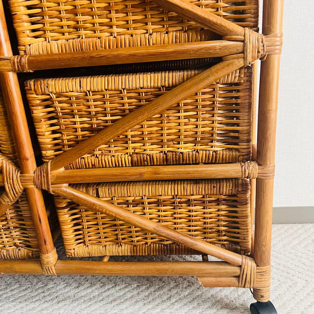 籐家具 収納ランタチェスト 昭和レトロ インテリア 棚 ラック 藤 アンティーク