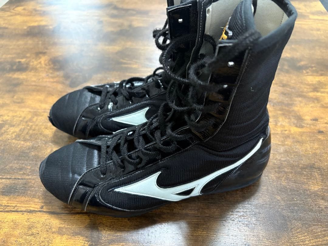 Mizuno ミズノ ボクシングシューズ 黒/白 ハイカット25.5cm
