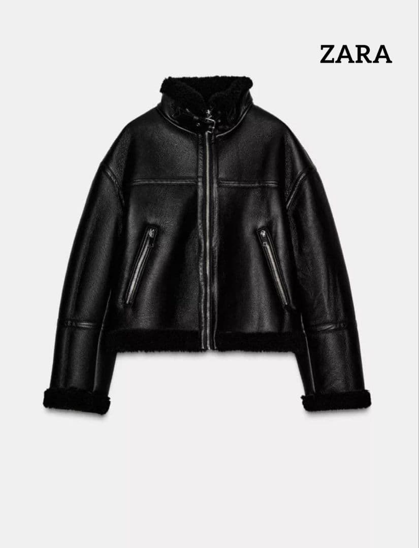 ZARA ダブルフェイスフェイクシープスキンジャケット　XS