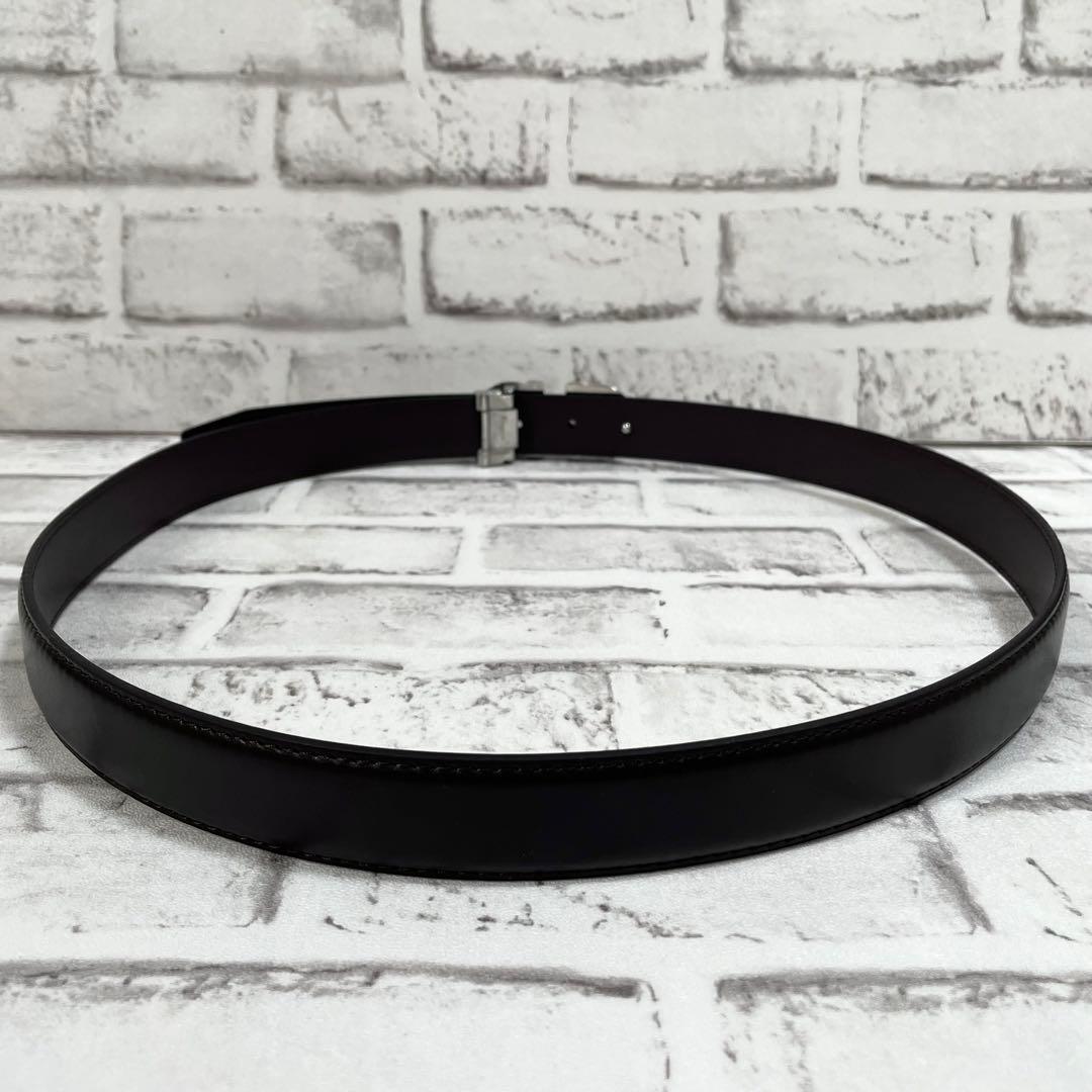 希少デザイン✨フェラガモ　ベルト　ダブルガンチーニ　シルバー金具　ロゴ刻印　黒