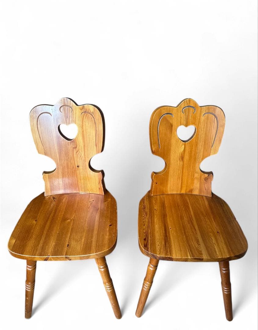 【antique】木製カントリーチェア 北欧風カフェチェア　2脚セット