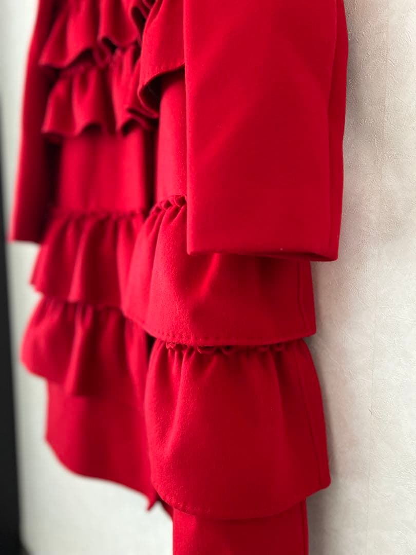 【新品】BORDERS at BALCONY ラッフル　フリルコート 赤　レッド