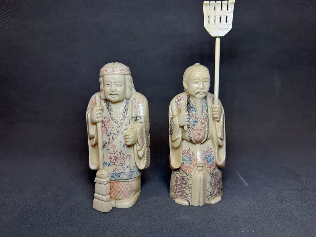 高砂夫婦　長寿　仏像　時代物 置物　縁起物　開運　厄除け　重さ：約733克