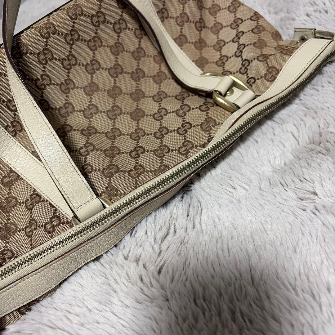 グッチ トートバッグ GGキャンバス ブラウン ベージュ シャンパンゴールド