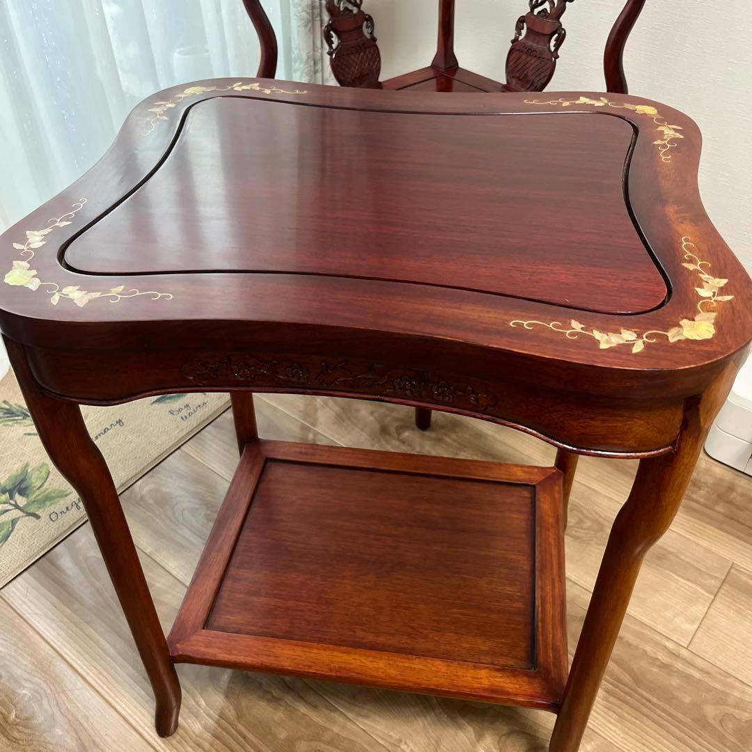 中国螺鈿家具セット 2脚の椅子+テーブル