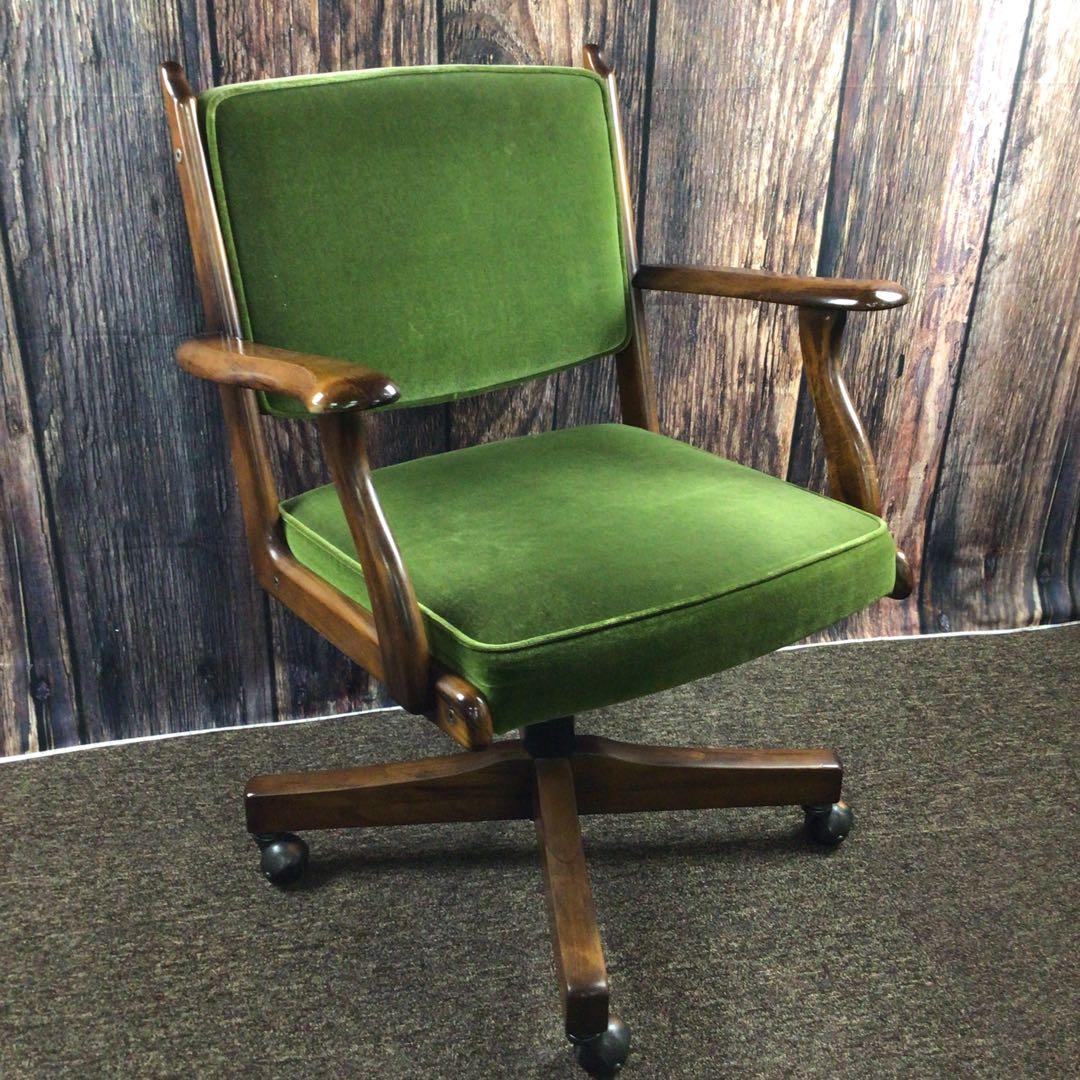 カリモク コロニアル デスクチェア グリーン オールドカリモク