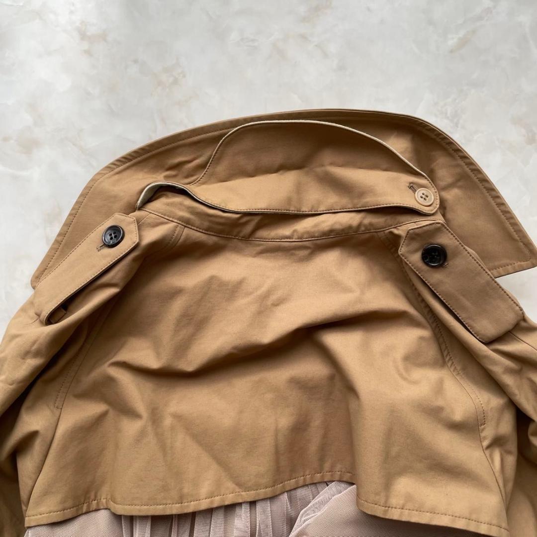 【新品】MUVEIL　プリーツトレンチコート オーガンジー　マキシ丈　40　L