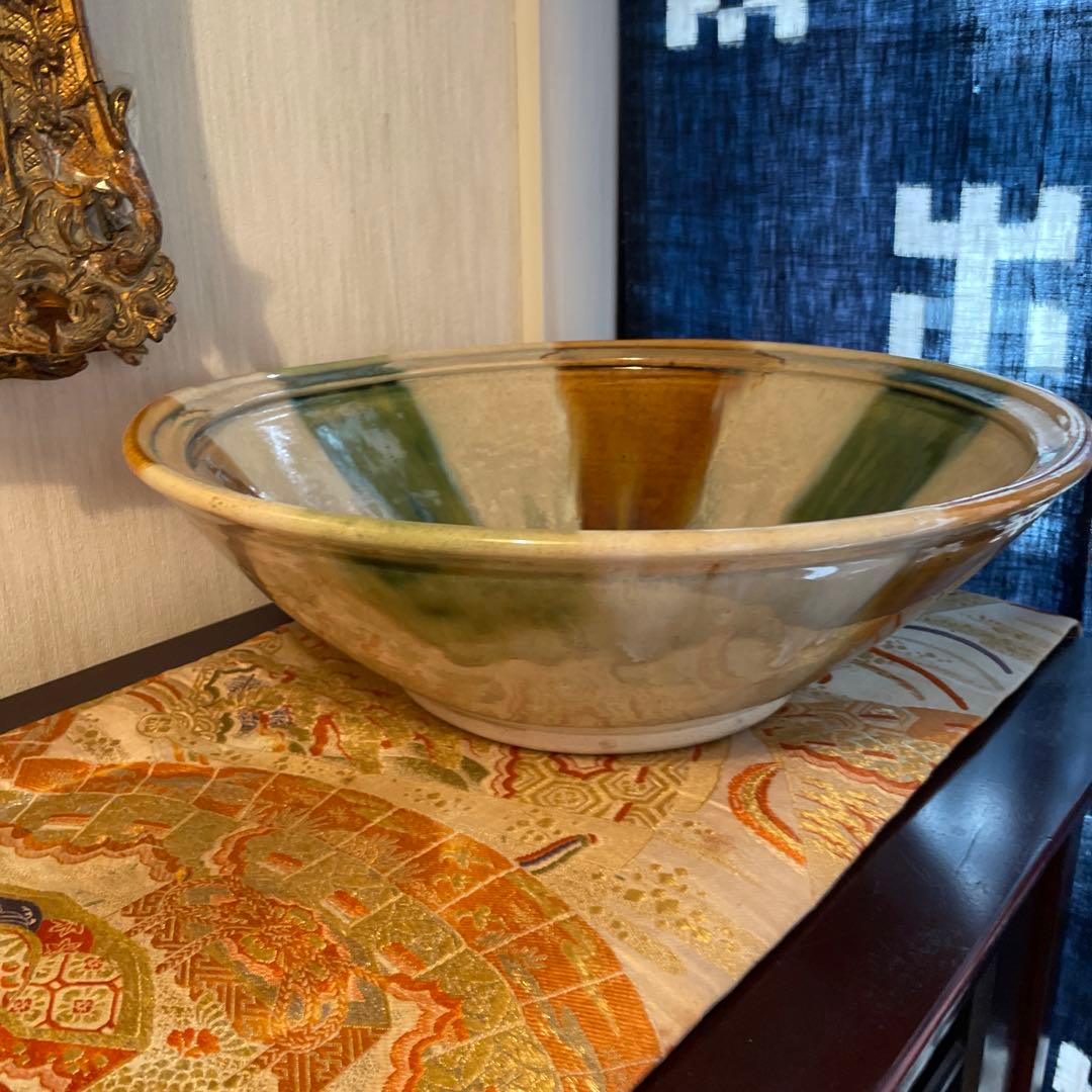 かぜ　お値下げ黄瀬戸　水野半次郎　三彩大鉢