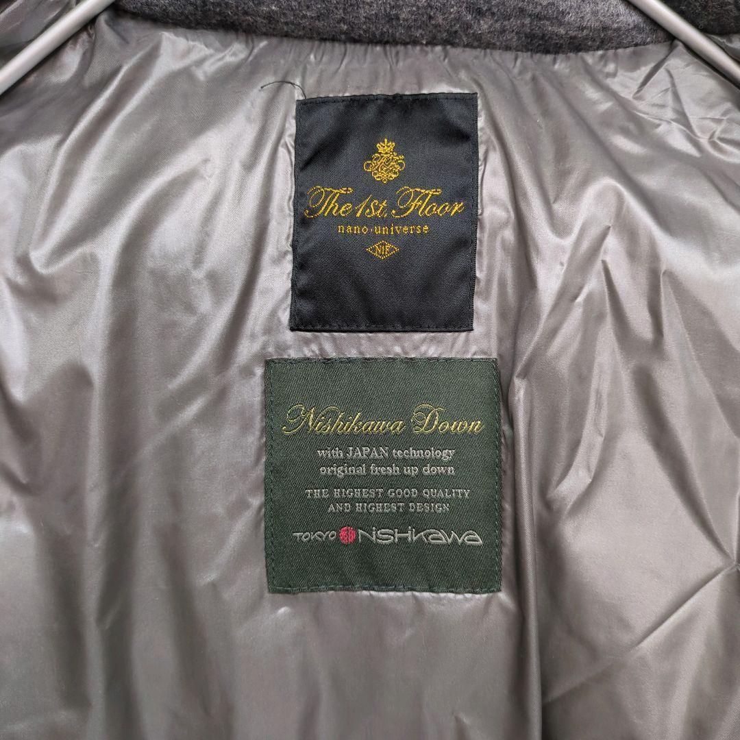 美品 ナノユニバース 西川ダウン ダウンコート ダウンジャケット グレー 38
