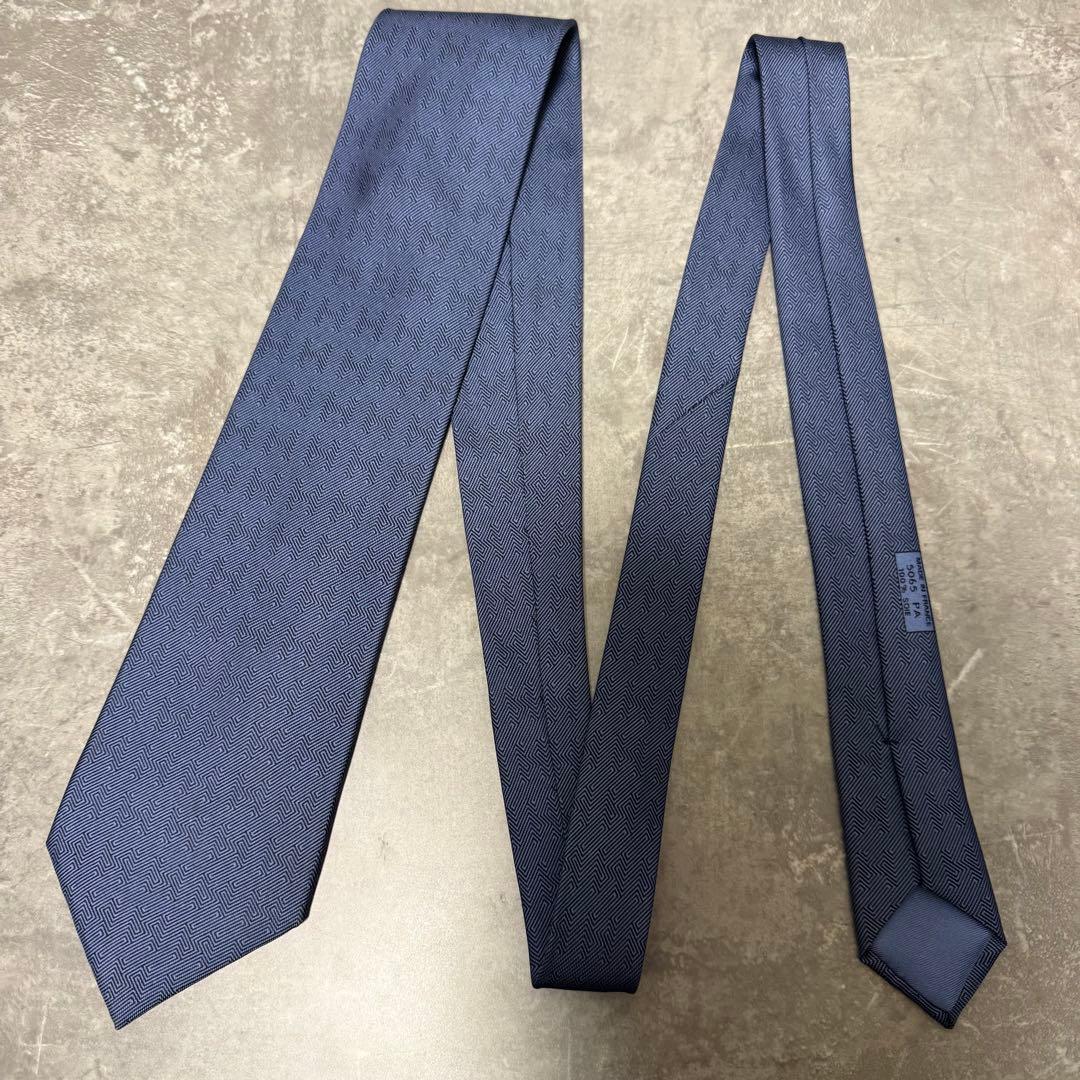 【✨美品✨】HERMES エルメス ネクタイ フォソネ ネイビー ハイブランド