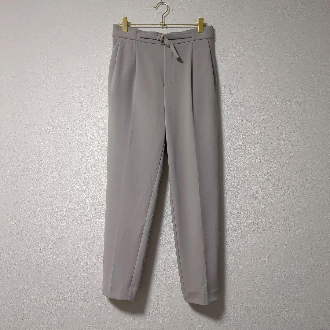 洗えて動けるワーママスーツ!!ノーカラージャケット+テーパードパンツLグレージュ