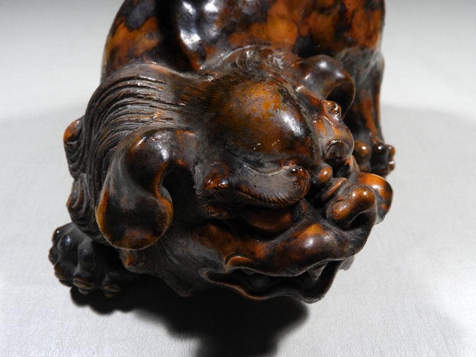 ●傑作 備前 古備前 唐獅子 備前焼 信楽焼 在銘 修復跡 縁起物 高さ21㎝