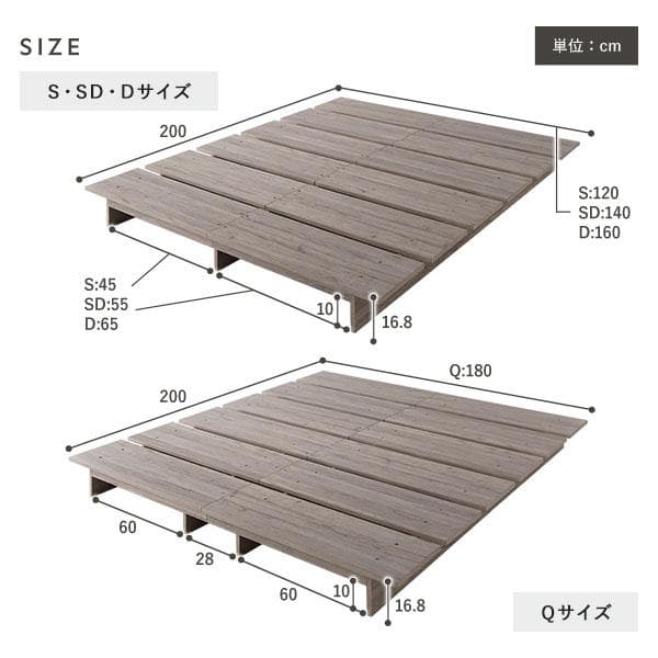 送料無料 ダブルベッド フレーム 保証・コンセント付き すのこ ストーングレー